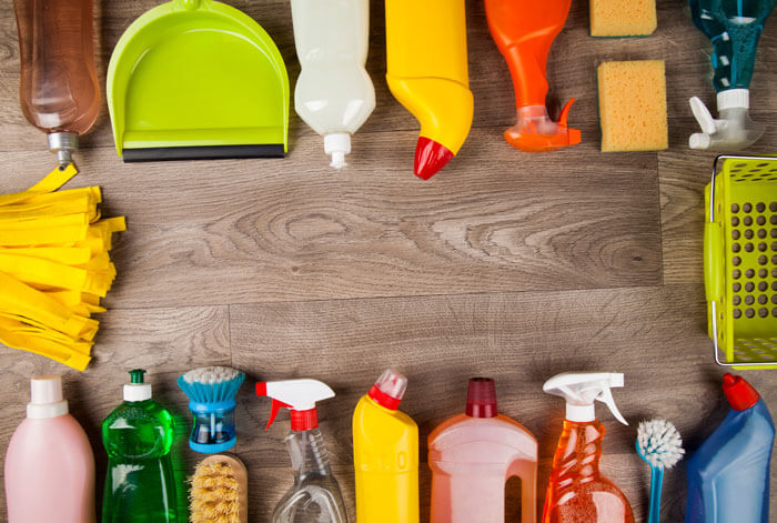 Cleaning Supplies On Table